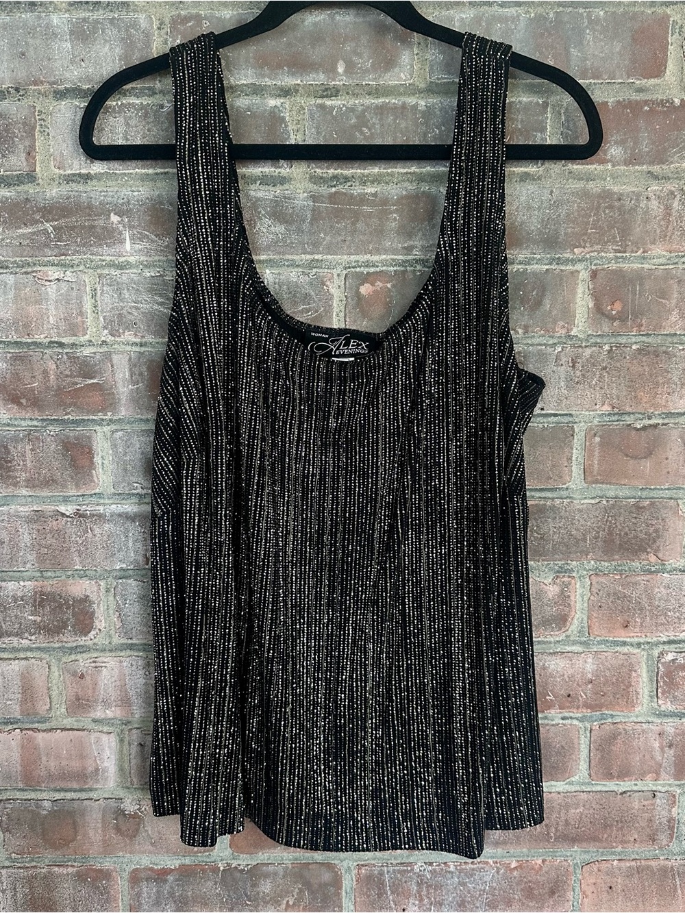 Alex Evenings Black Tank Top with Metallic  Detail